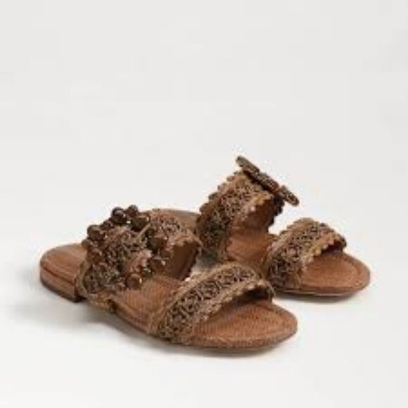 SAM EDELMAN  Elisa Braided Strap Sandal, Dark Natural Raffia  Women Size 6M NIB - Picture 1 of 7